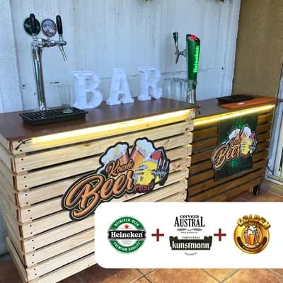 Estación de Schop 3 Barriles + Servicio de Barra Sabores: Heineken + Kunstmann o Austral + Cerveza Artesanal (Golden, Ámbar o Calafate)